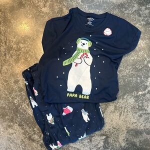 Men’s Navy Blue Polar Bear Pajama Set